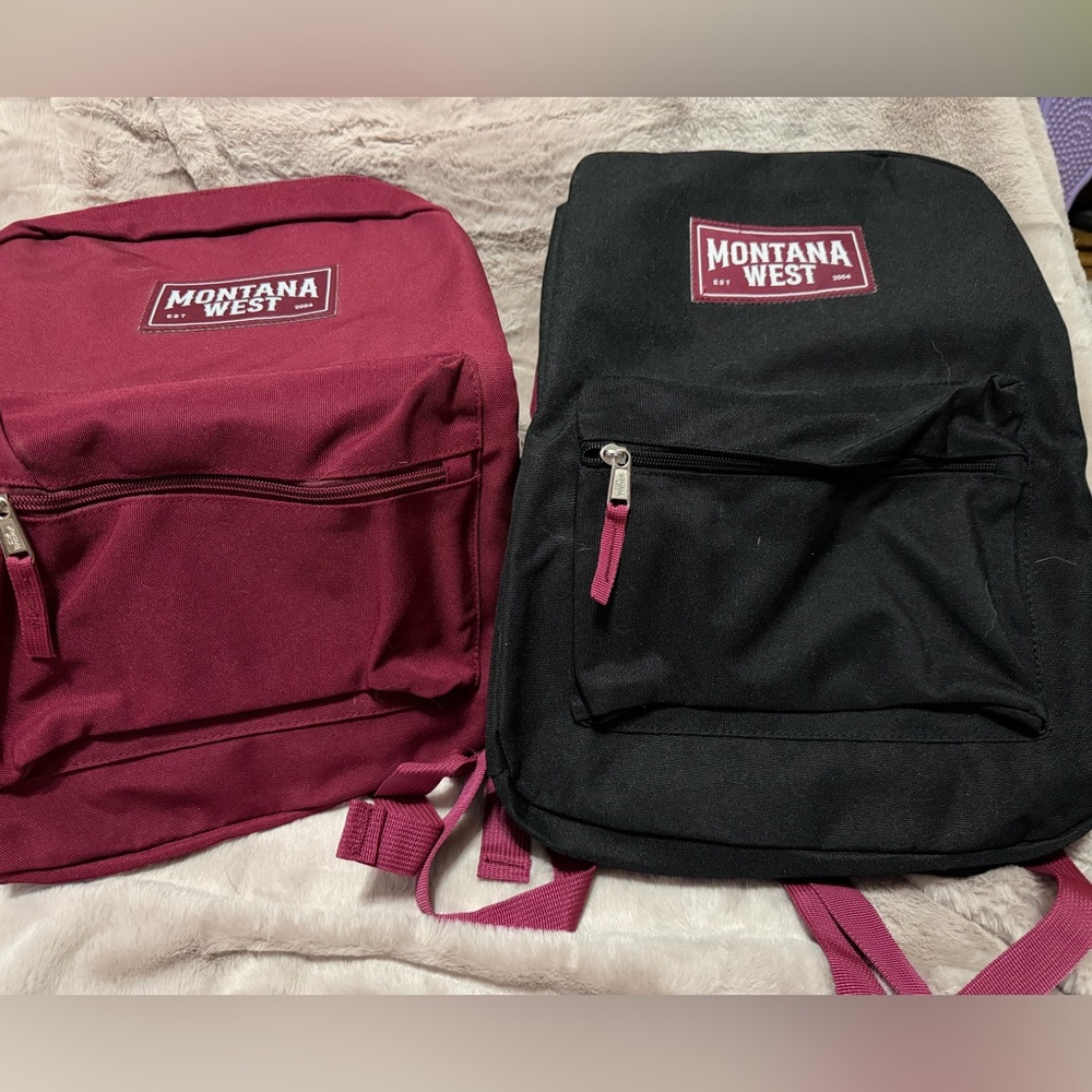 Montana West Dual-Pack Backpack Set in Black and Burgundy